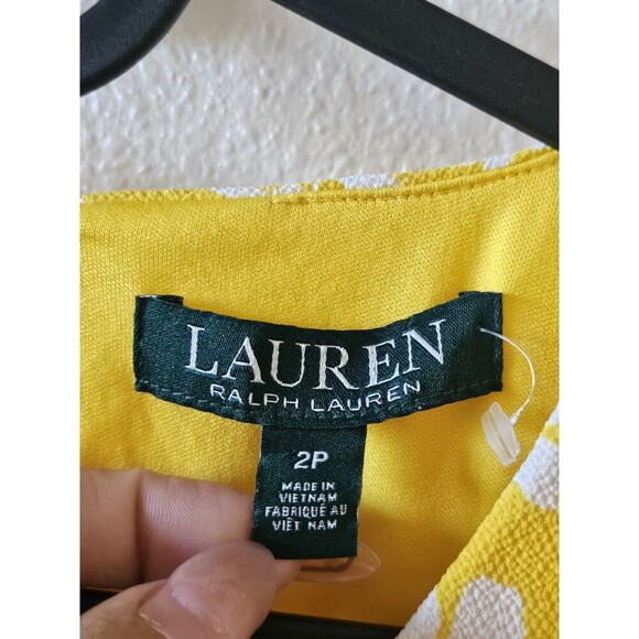 Ralph Lauren Women's Petite 2P Lemon Cream Floral Crepe Shift Dress - Picture 10 of 14